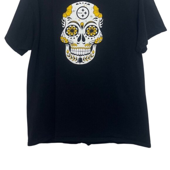 Steelers Sugar Skull Graphic Tshirt Large Black Tee Delta Pro Fanwear - Picture 4 of 7